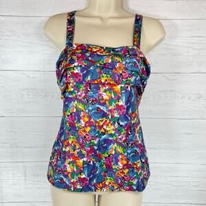 VTG The Limited y2k floral zip tank top cami ruched XS coquette romantic whimsy